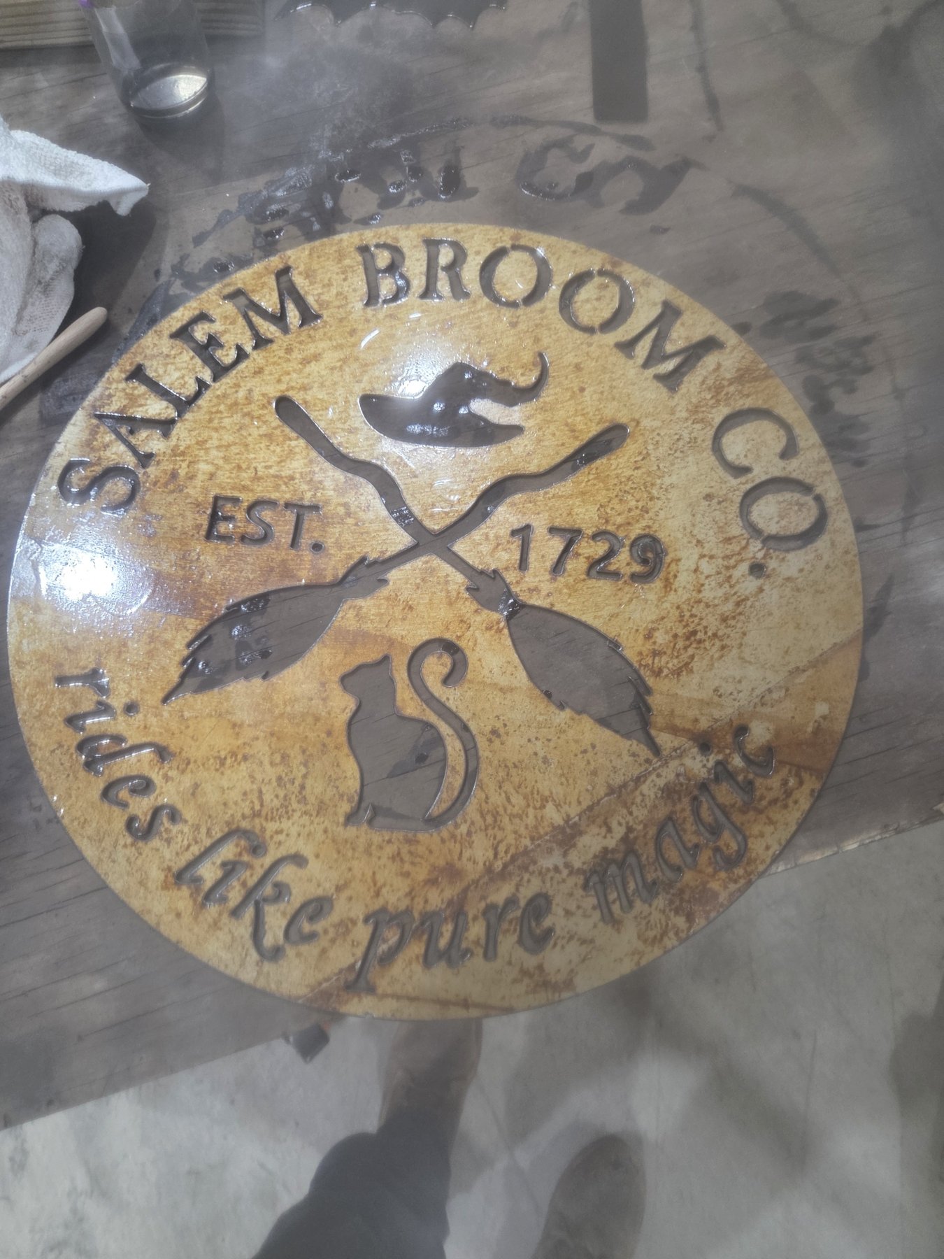 Salem Broom Co. Sign - Rustic Finish