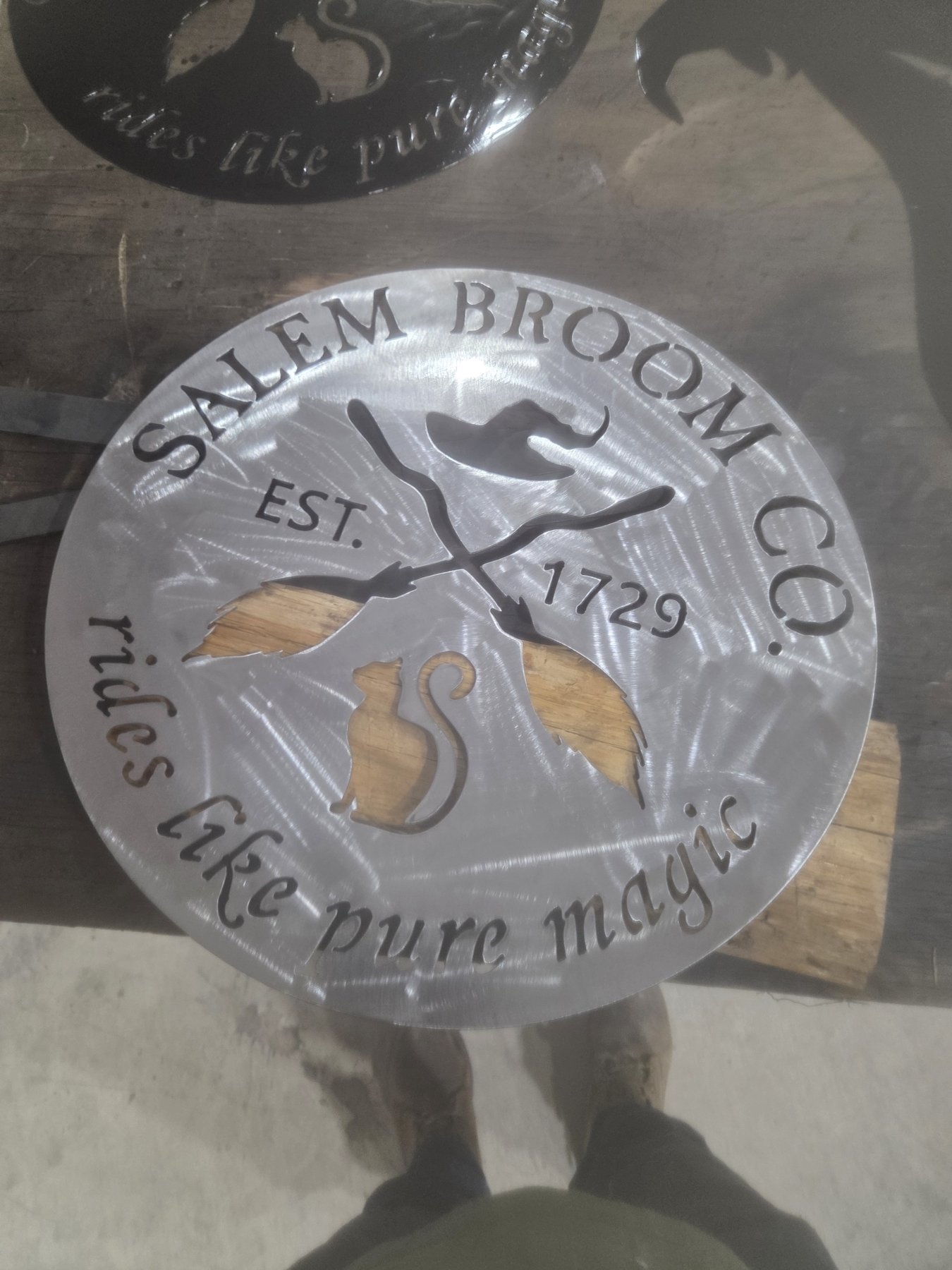 Salem Broom Co. Sign - Brushed & Wood